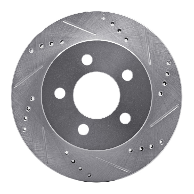 Jeep TJ Brake Rotor (1) - Front Right - R1 Concepts - Drilled & Slotted - Silver - `99-`06